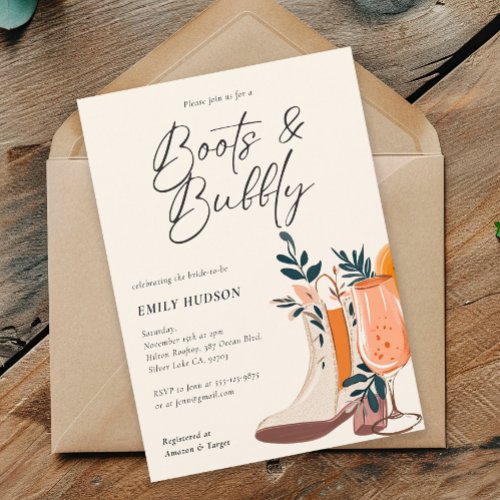 Boots  Bubbly Western Bridal Shower Invitation