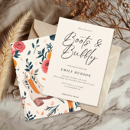 Boots  Bubbly Western Bridal Shower Invitation
