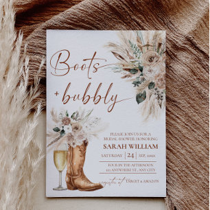 Boots Bubbly Western Bridal Shower Invitation Card