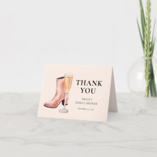 Boots & Bubbly Western Bridal Shower Letterpress Thank You Card