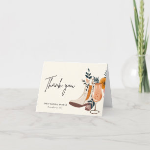 Boots & Bubbly Western Bridal Shower Letterpress Thank You Card