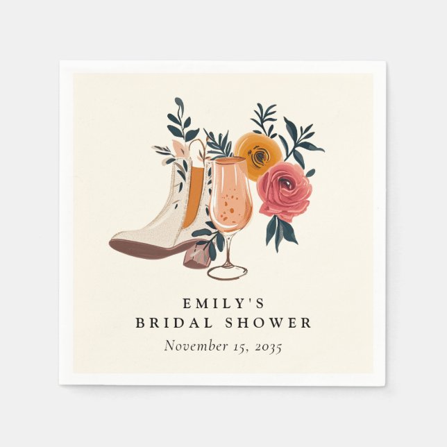 Boots & Bubbly Western Bridal Shower Napkins (Front)
