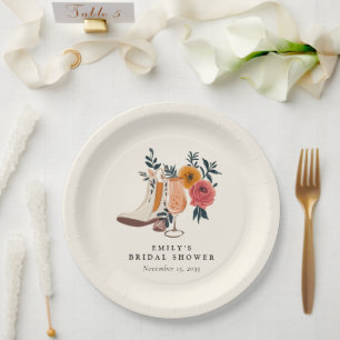 Boots & Bubbly Western Bridal Shower Paper Plates