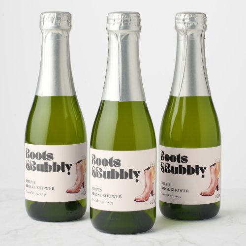 Boots  Bubbly Western Bridal Shower Sparkling Wine Label