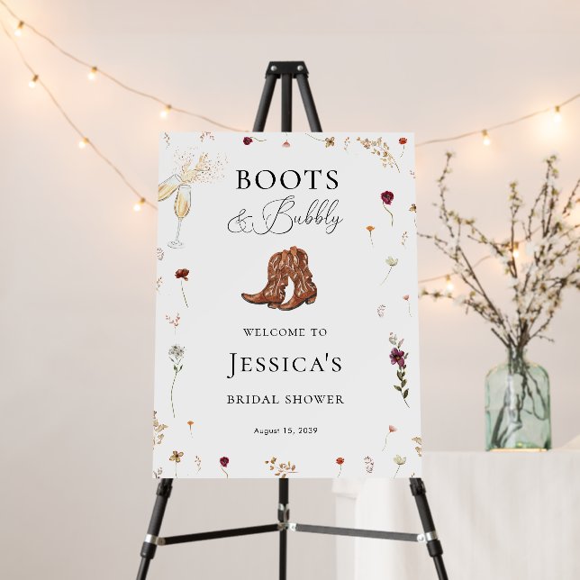 Boots & Bubbly Western Bridal Shower Welcome Sign (In Situ (Stand))