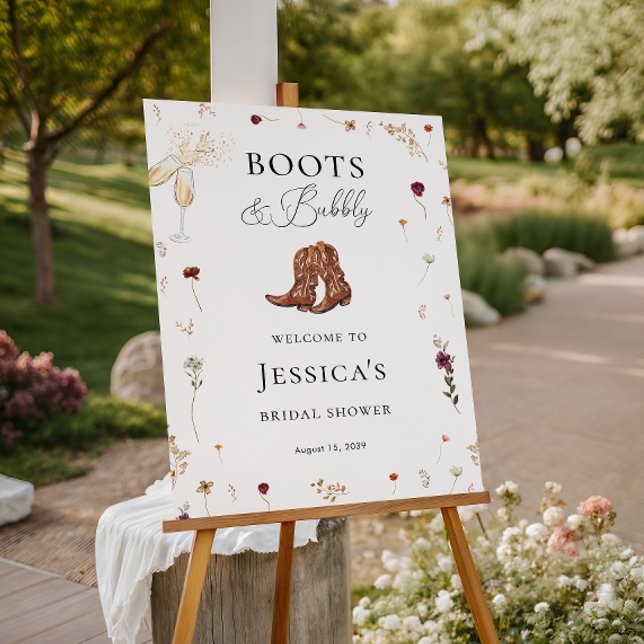 Boots & Bubbly Western Bridal Shower Welcome Sign (Creator Uploaded)