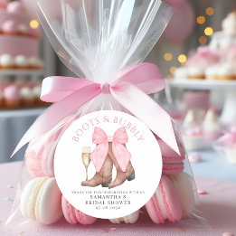 Boots Bubbly Western Country Bridal Shower  Classic Round Sticker