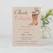 Boots & Bubbly Western Country Bridal Shower Invitation (Standing Front)