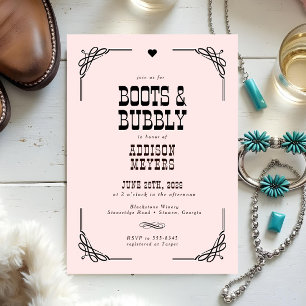Boots & Bubbly Western Cowgirl Bridal Shower Invitation