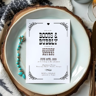 Boots & Bubbly Western Cowgirl Bridal Shower Invitation
