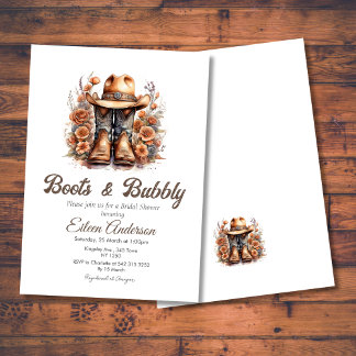 Boots & Bubbly Western Cowgirl Bridal Shower Invitation