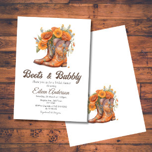 Boots & Bubbly Western Cowgirl Bridal Shower Invitation