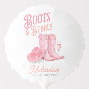 Boots & Bubbly Western Cowgirl Pink Bridal Shower Balloon