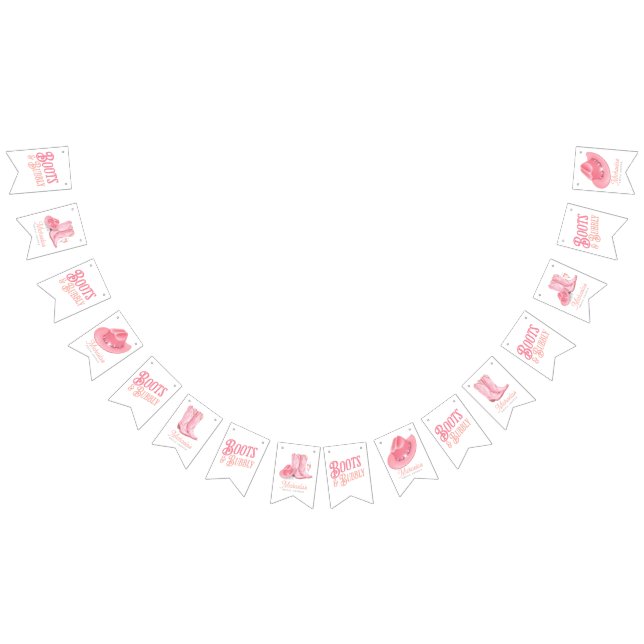 Boots & Bubbly Western Cowgirl Pink Bridal Shower Bunting Flags (All)