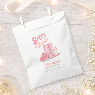 Boots & Bubbly Western Cowgirl Pink Bridal Shower Favor Bag