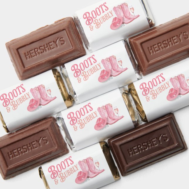Boots & Bubbly Western Cowgirl Pink Bridal Shower Hershey's Miniatures (Assorted)