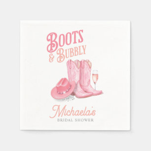 Boots & Bubbly Western Cowgirl Pink Bridal Shower Napkins
