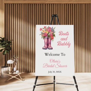 Boots & Bubbly Western Pink Bridal Shower Welcome Foam Board