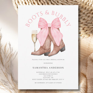 Boots Bubbly Western Watercolor Bridal Shower  Invitation