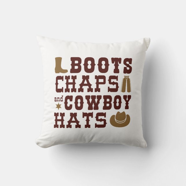 Boots Chaps And Cowboy Hats Throw Pillow (Front)