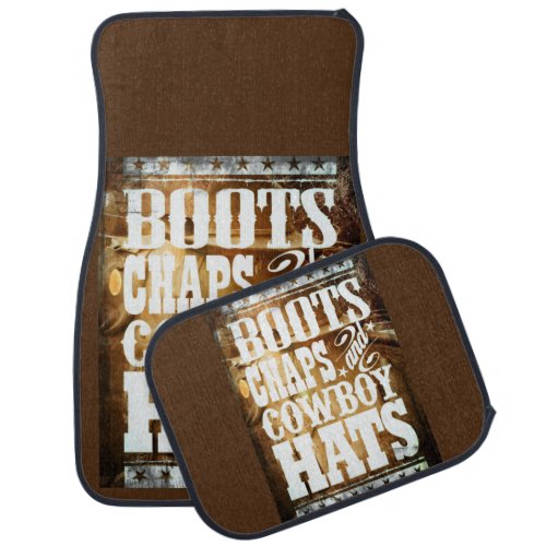 Boots Chaps And Cowboy Hats Western Print Car Floor Mat