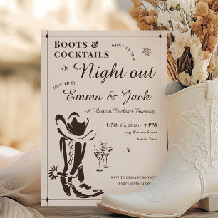 Boots & Cocktails Night Out Party Invitation