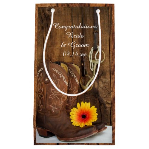 Boots Daisy and Horse Bit Congratulations Wedding Small Gift Bag