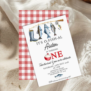 Boots Fishing Rod It's O-Fish-AL 1st Birthday Invitation