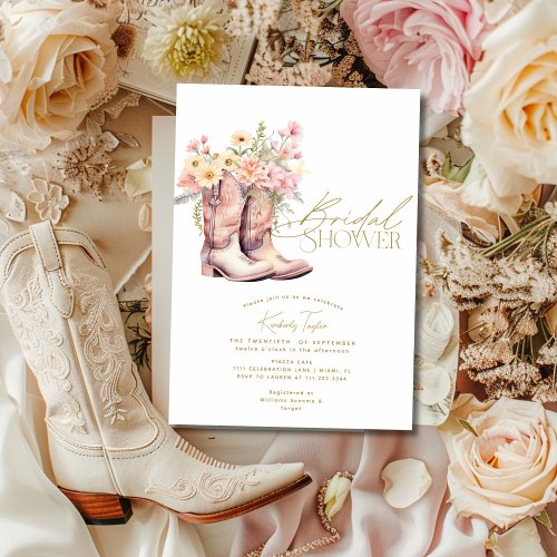 Boots Floral Flowers Floral Cowgirl Bridal Shower Invitation