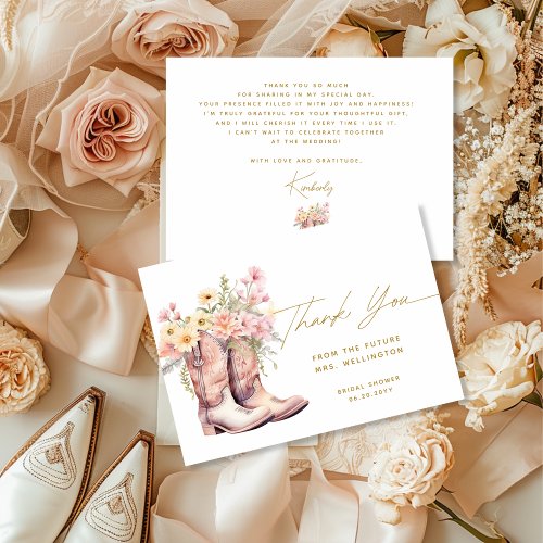 Boots Floral Flowers Floral Cowgirl Bridal Shower Thank You Card