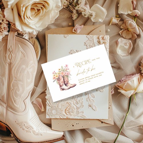 Boots Floral Flowers Recipe Cowgirl Bridal Shower Enclosure Card