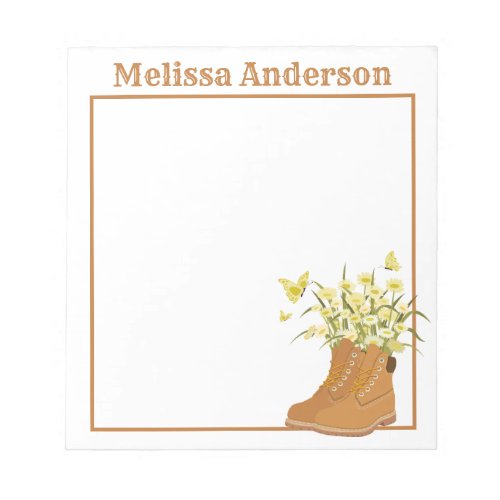 Boots Flowers  Butterflies Notepad