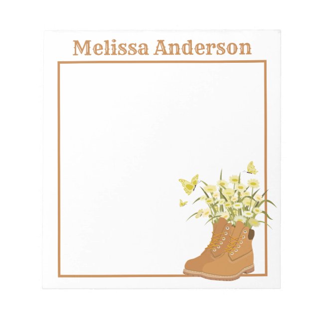 Boots, Flowers & Butterflies Notepad (Front)