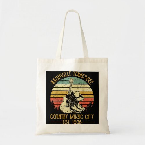 Boots Hat Guitar Nashville Tennessee City Of Count Tote Bag