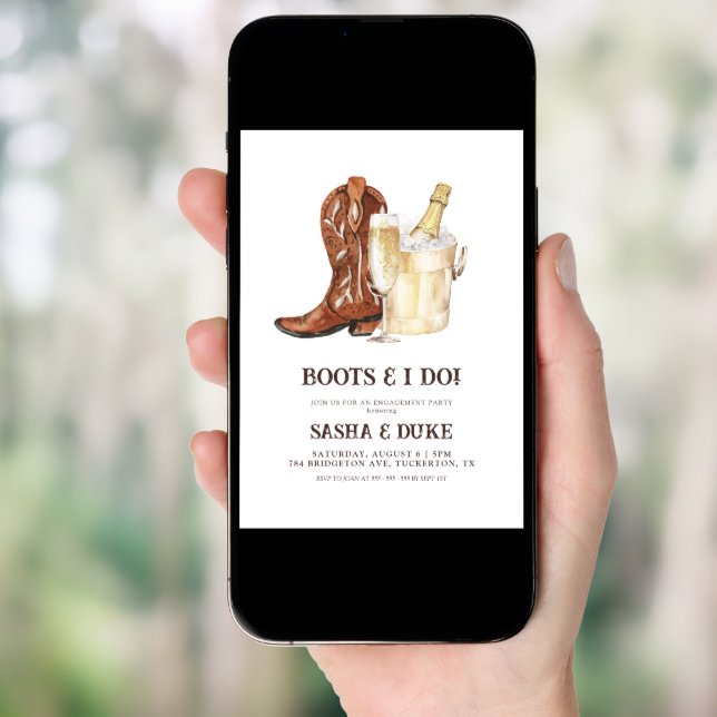 Boots & I Do Rustic Western Engagement Party Invitation (Front Digital)