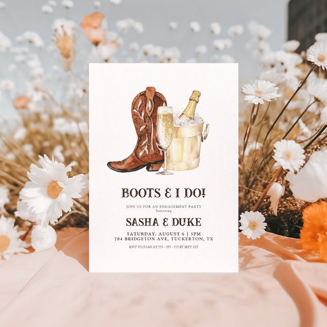 Boots & I Do Rustic Western Engagement Party Invitation (Creator Uploaded)