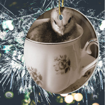 Boots In A Teacup Ceramic Ornament by angelandspot at Zazzle