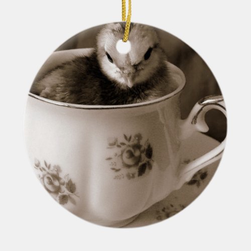 Boots in a Teacup Ceramic Ornament