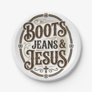 Boots Jeans & Jesus Vintage Western Faith Paper Plates