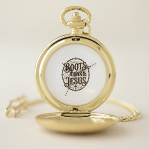 Boots Jeans & Jesus Vintage Western Faith Pocket Watch