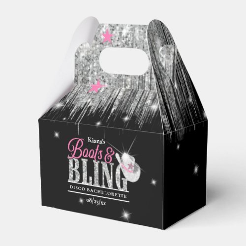 Boots n Bling Disco Bachelorette Black ID925 Favor Boxes