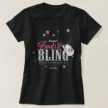 Boots 'n Bling Disco Bachelorette Black ID925 T-Shirt<br><div class="desc">Get the party started with these fun "Disco Bachelorette" tshirt in sparkling silver and pink on a black tee. The eye-catching "Boots & Bling" typography, glittering cowgirl hat are accented by glittering stars. Add your name and event date using the provided template. Search ID925 to see other products in the...</div>