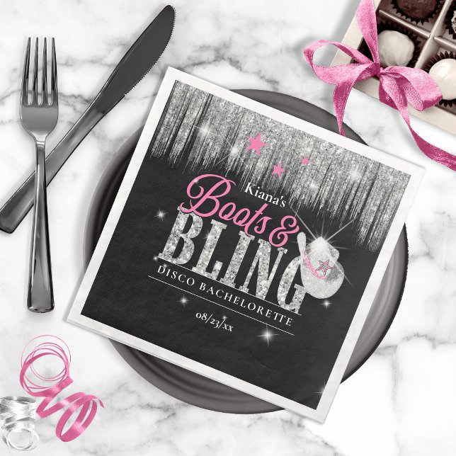 Boots 'n Bling Disco Bachelorette ID925 Napkins (Creator Uploaded)