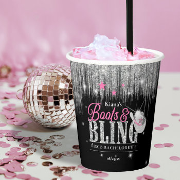 Boots 'n Bling Disco Bachelorette Id925 Paper Cups by arrayforhome at Zazzle