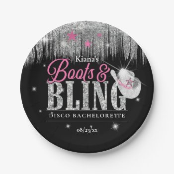 Boots 'n Bling Disco Bachelorette ID925 Paper Plates