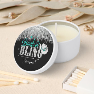 Boots 'n Bling Disco Bachelorette Teal ID925 Mini Candle Favors