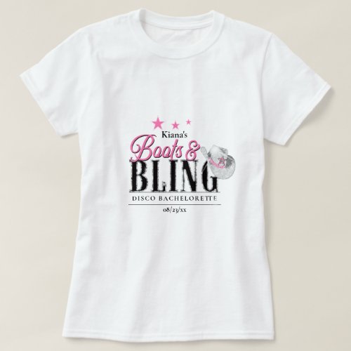 Boots n Bling Disco Bachelorette Wht ID925 T_Shirt
