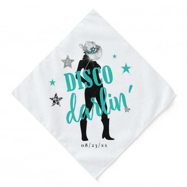 Boots 'n Bling Disco Darlin' Teal ID925 Bandana (Front)