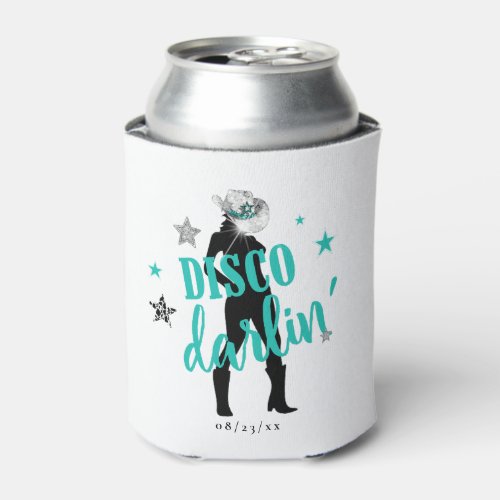 Boots n Bling Disco Darlin Teal ID925  Can Cooler
