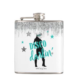 Boots 'n Bling Disco Darlin' Teal ID925 Flask